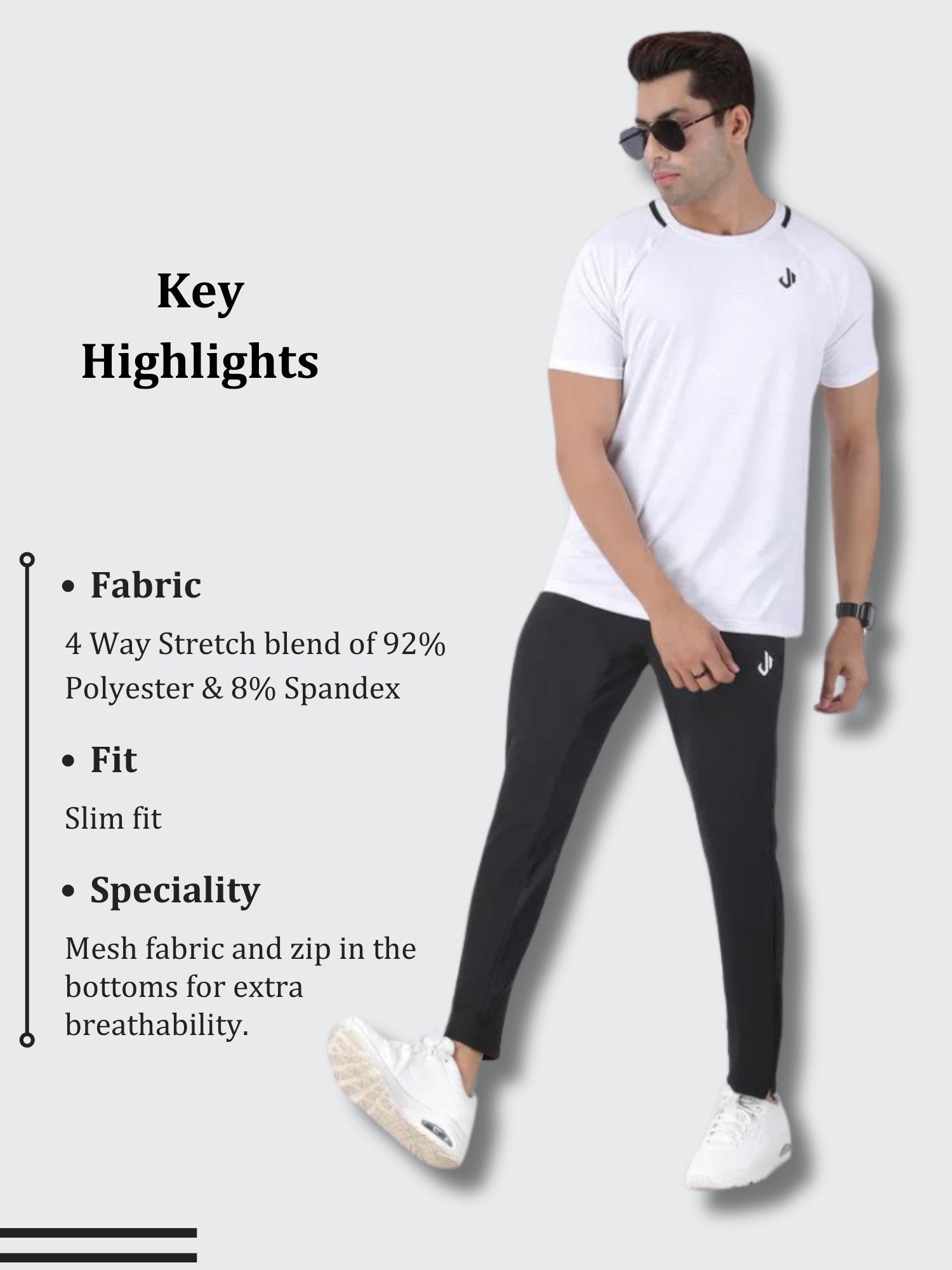 Black Running Track Pants Details