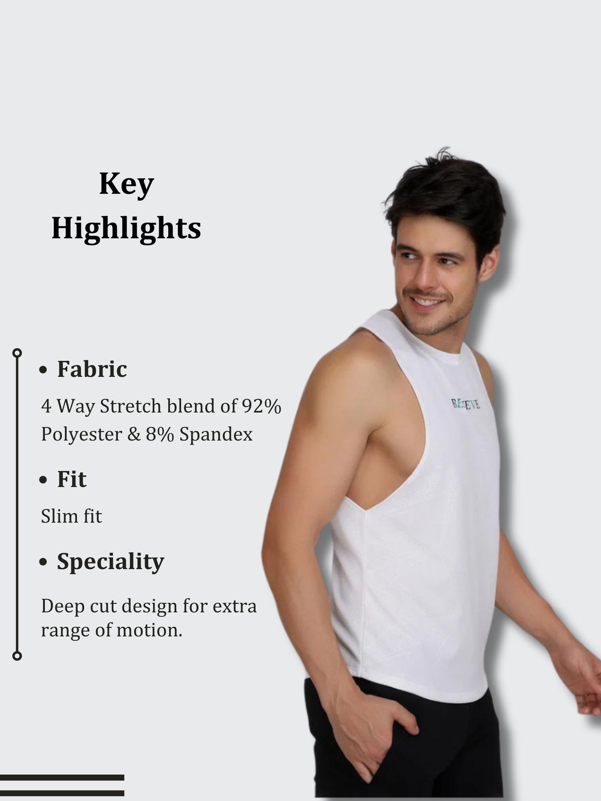 White Deep Cut Training Vest