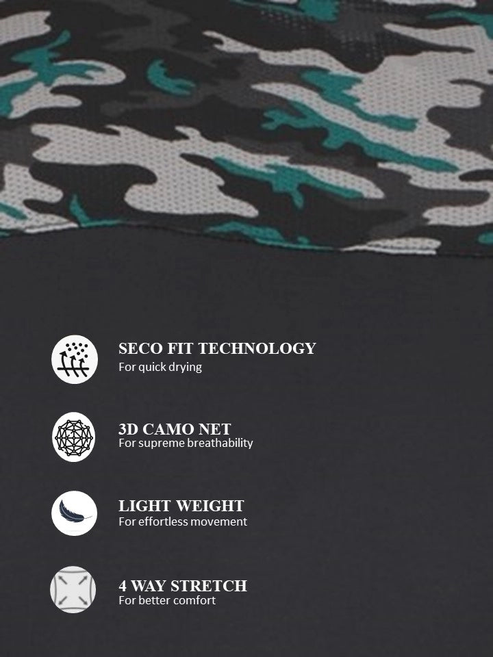 Camouflage Printed T-shirts (Black-Green)